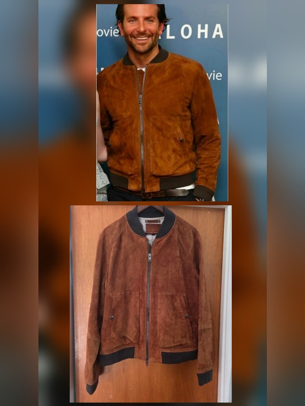 Coach Men's 100% Goat Suede Bomber Jacket - As Seen on Bradley Cooper XL